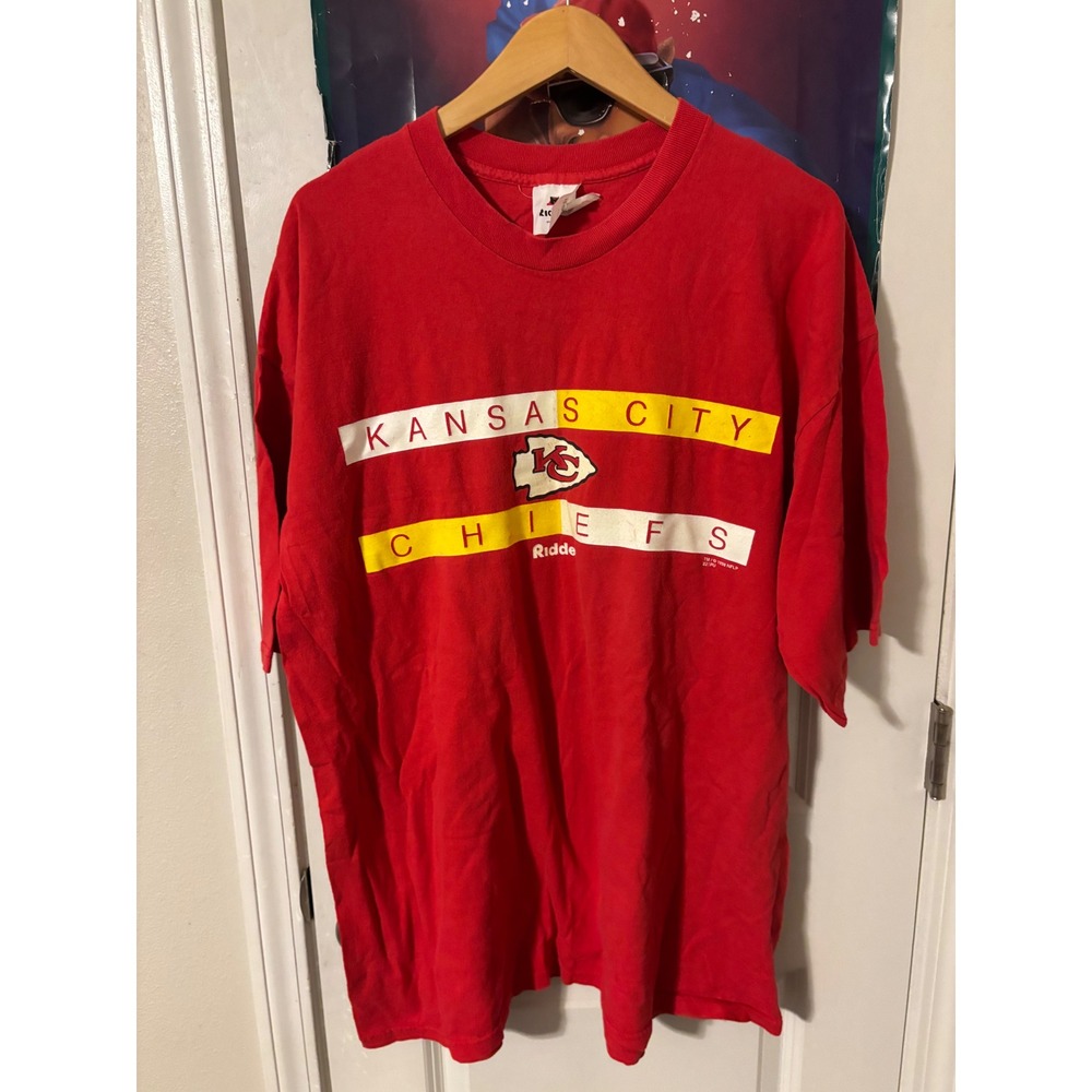 Vintage Riddell Kansas City Chiefs T-Shirt Mens XXL Red 90s NFL Made in USA